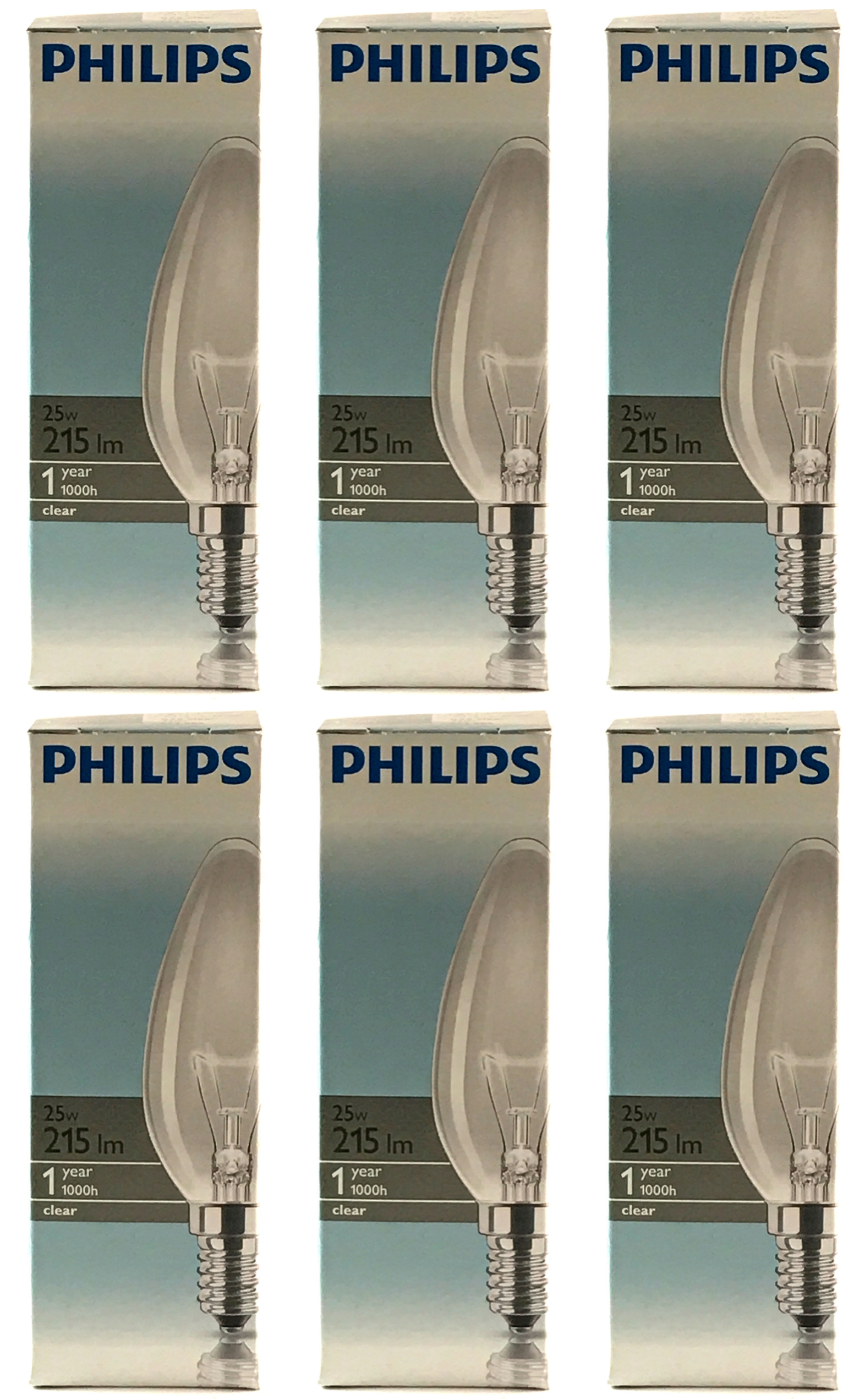 Philips Kaarslamp Helder 25W E14 Voordeelset 6 stuks