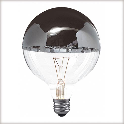 Kopspiegellamp Zilver Globe G120 60W E27