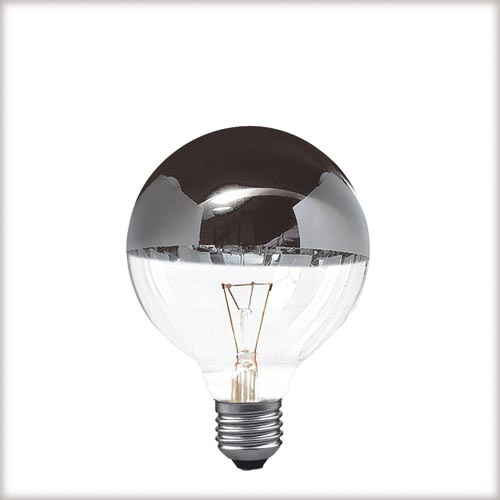 Kopspiegellamp Zilver Globe G95 60W E27